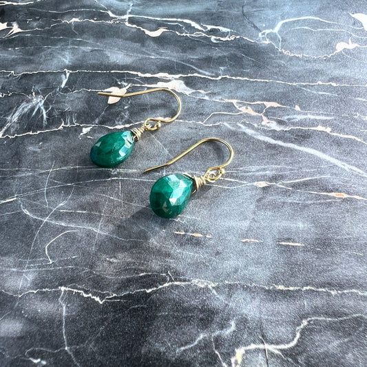 GOLD FILLED EMERALD EARRINGS - LOVE AND FRIENDSHIP TALISMAN