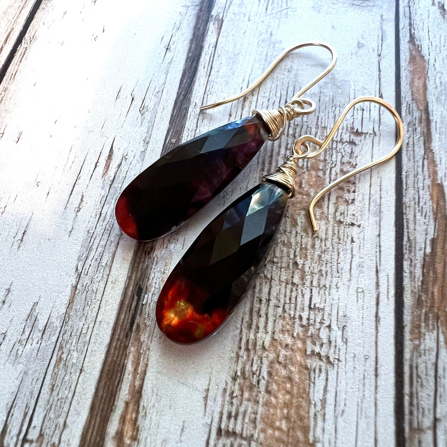 GOLD FILLED FIRE ABALONE EARRINGS - I IMAGINE TALISMAN