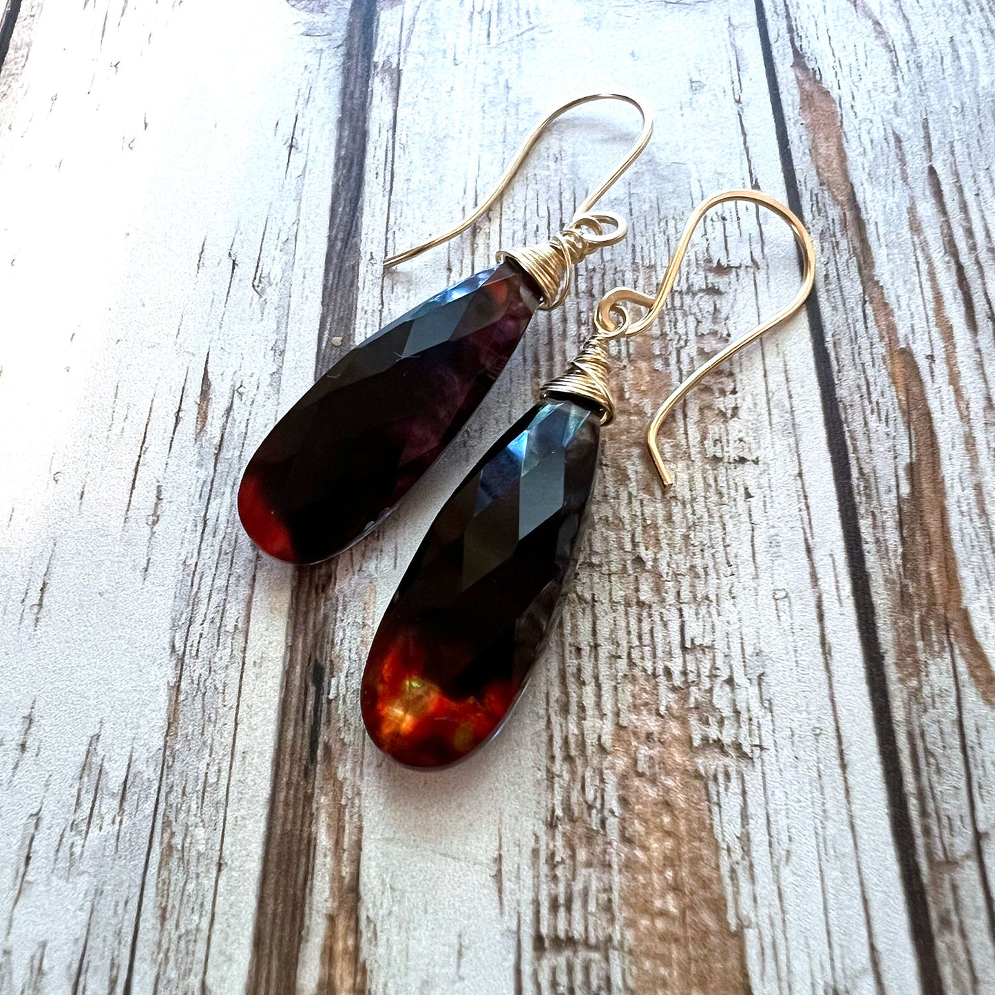 GOLD FILLED FIRE ABALONE EARRINGS - I IMAGINE TALISMAN