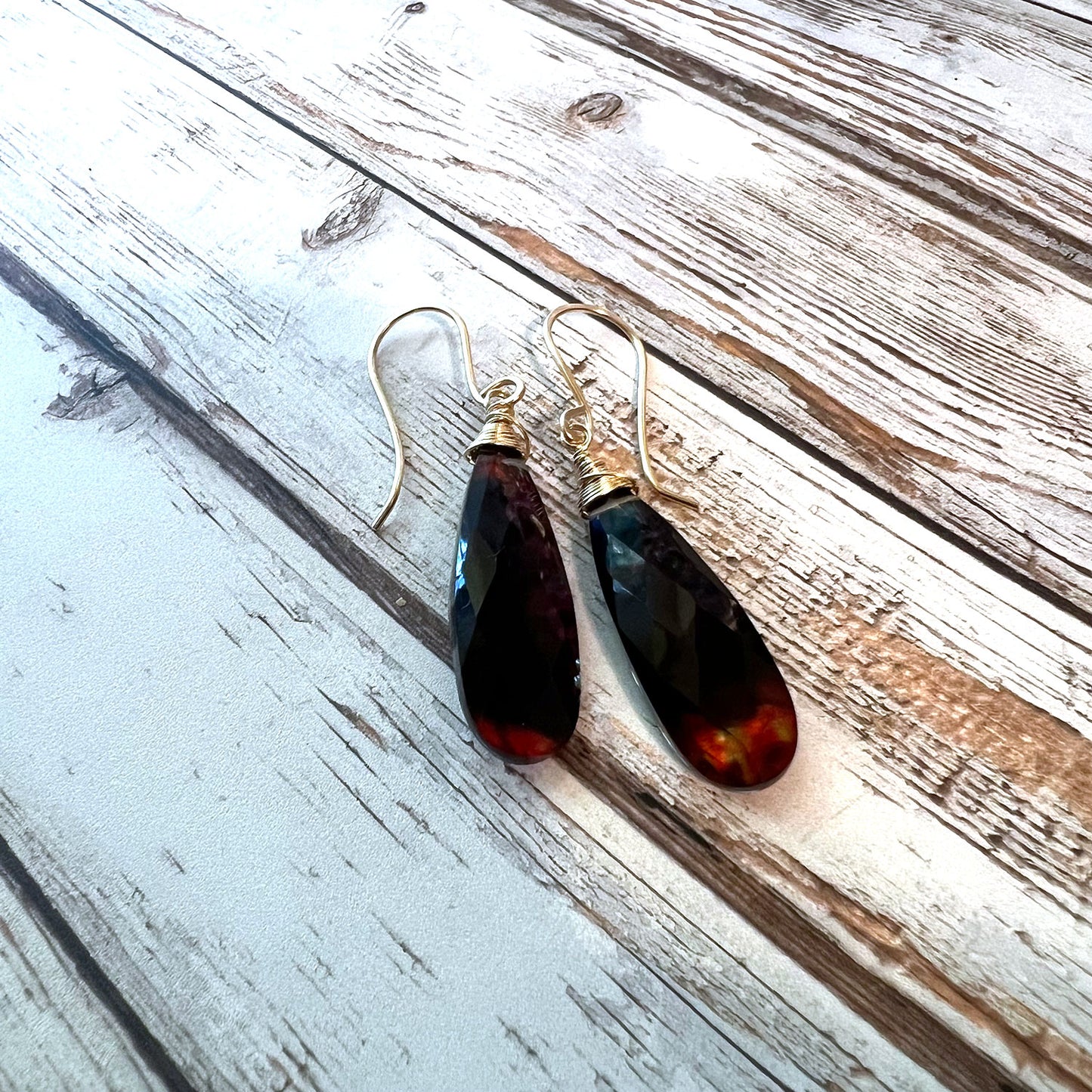 GOLD FILLED FIRE ABALONE EARRINGS - I IMAGINE TALISMAN