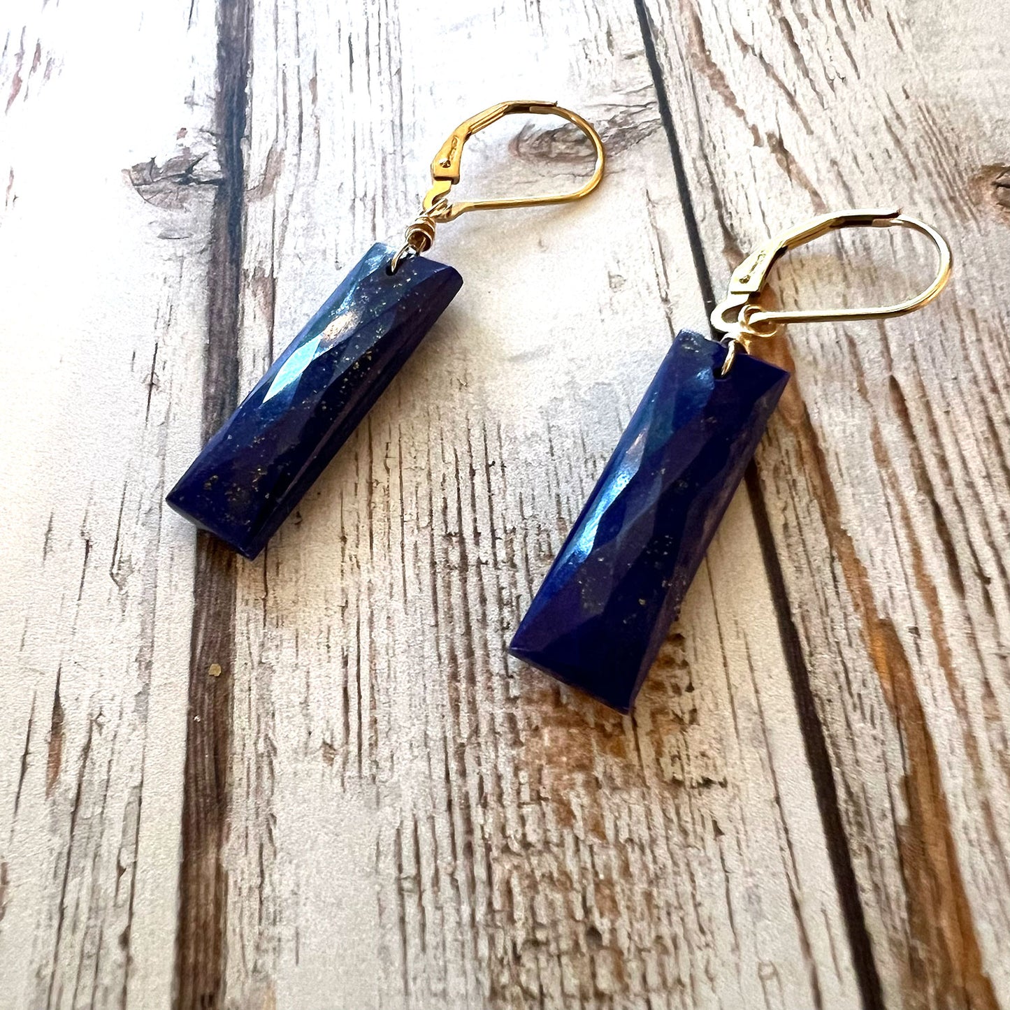 GOLD FILLED/STERLING LAPIS LAZULI EARRINGS - SERENITY TALISMAN
