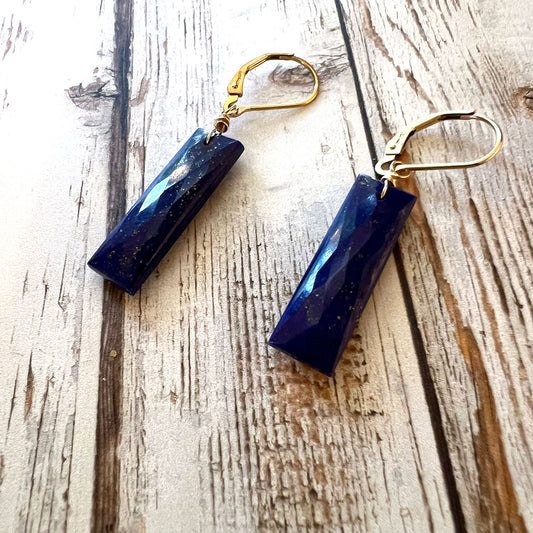 GOLD FILLED/STERLING LAPIS LAZULI EARRINGS - SERENITY TALISMAN