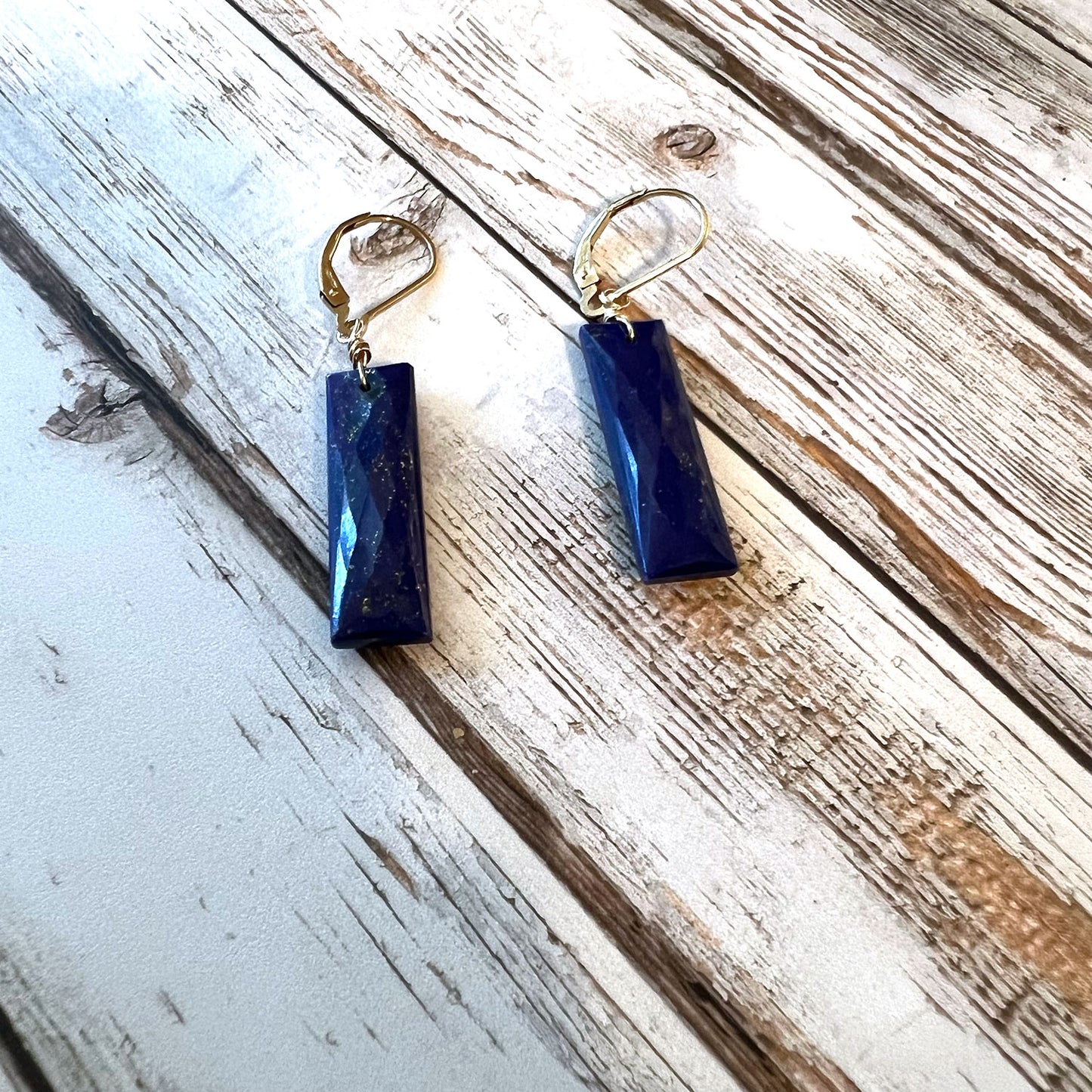 GOLD FILLED/STERLING LAPIS LAZULI EARRINGS - SERENITY TALISMAN