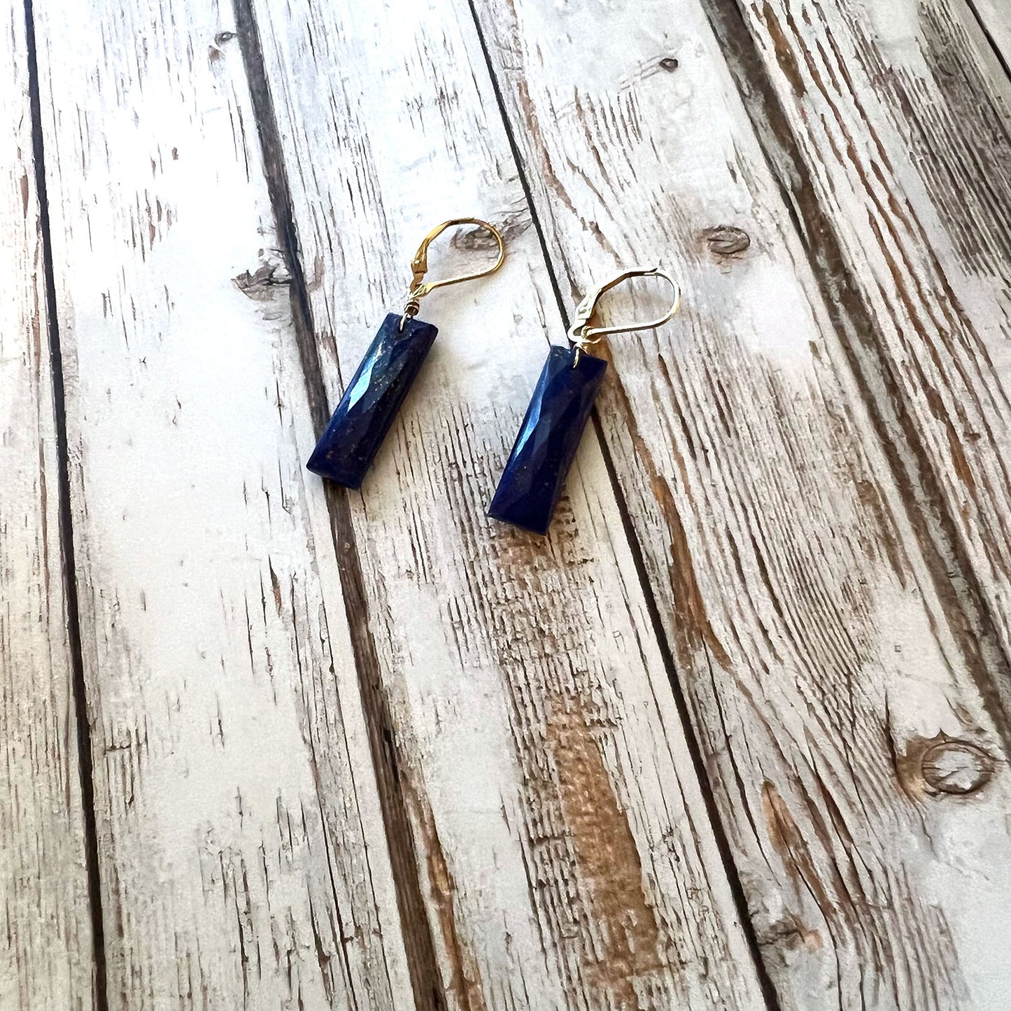 GOLD FILLED/STERLING LAPIS LAZULI EARRINGS - SERENITY TALISMAN
