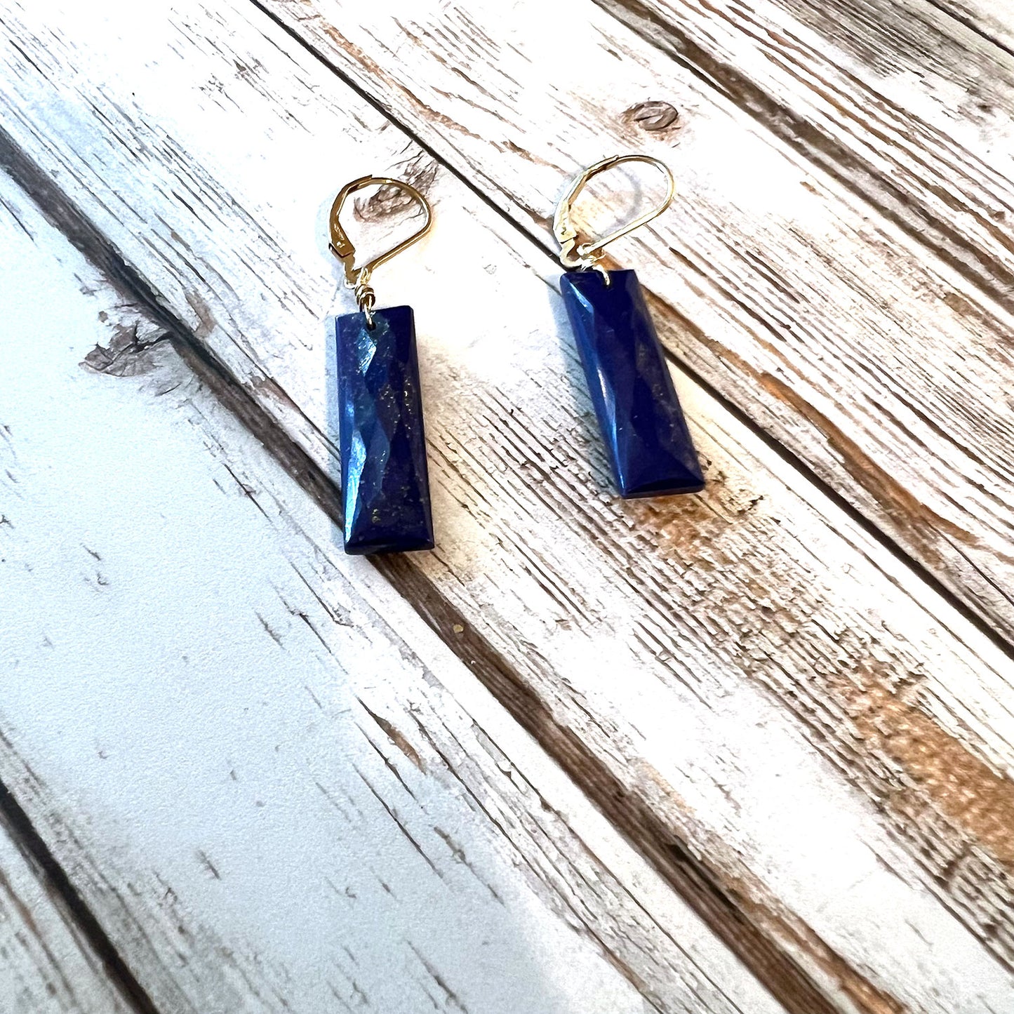 GOLD FILLED/STERLING LAPIS LAZULI EARRINGS - SERENITY TALISMAN