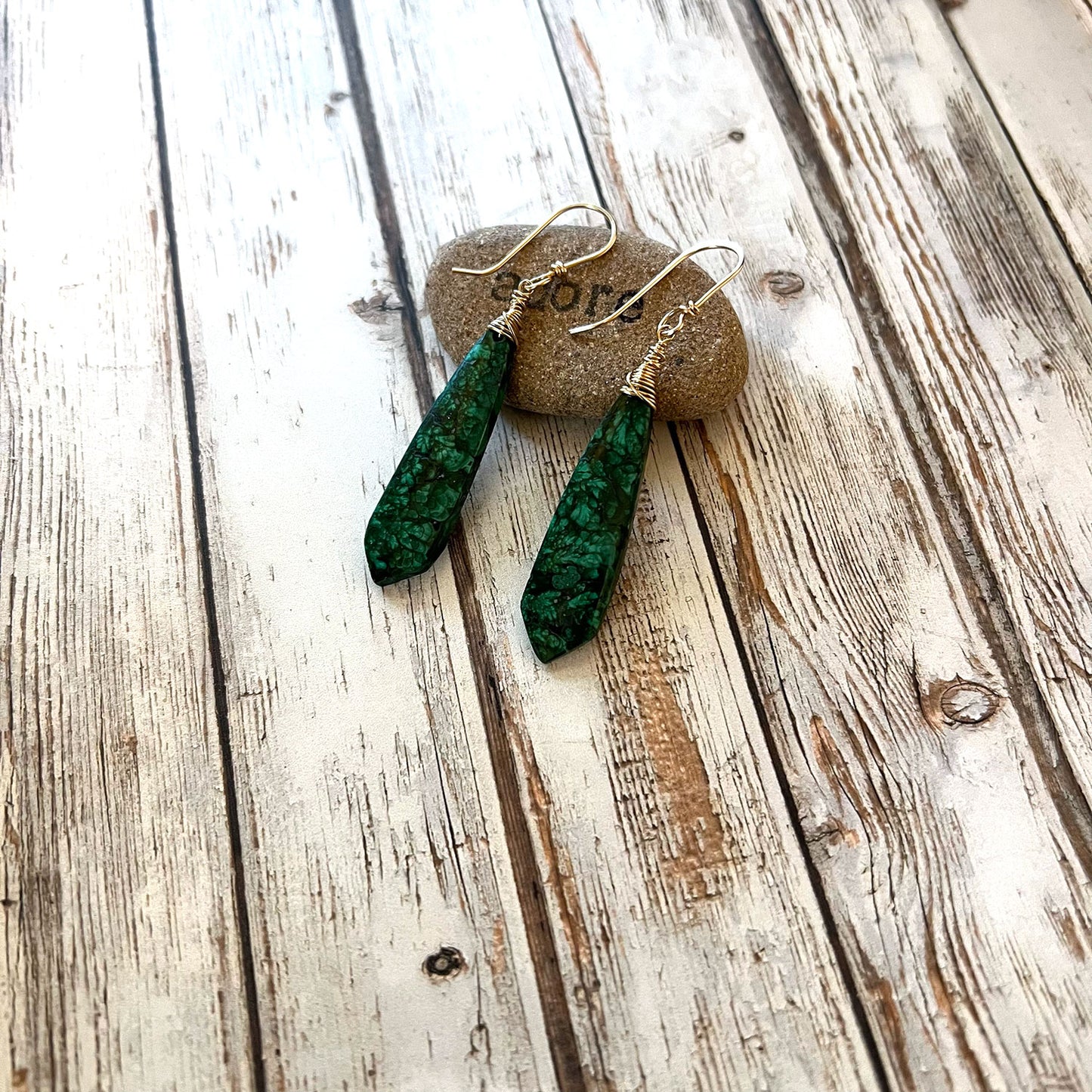 GOLD FILLED MALACHITE EARRINGS - VISION TALISMAN