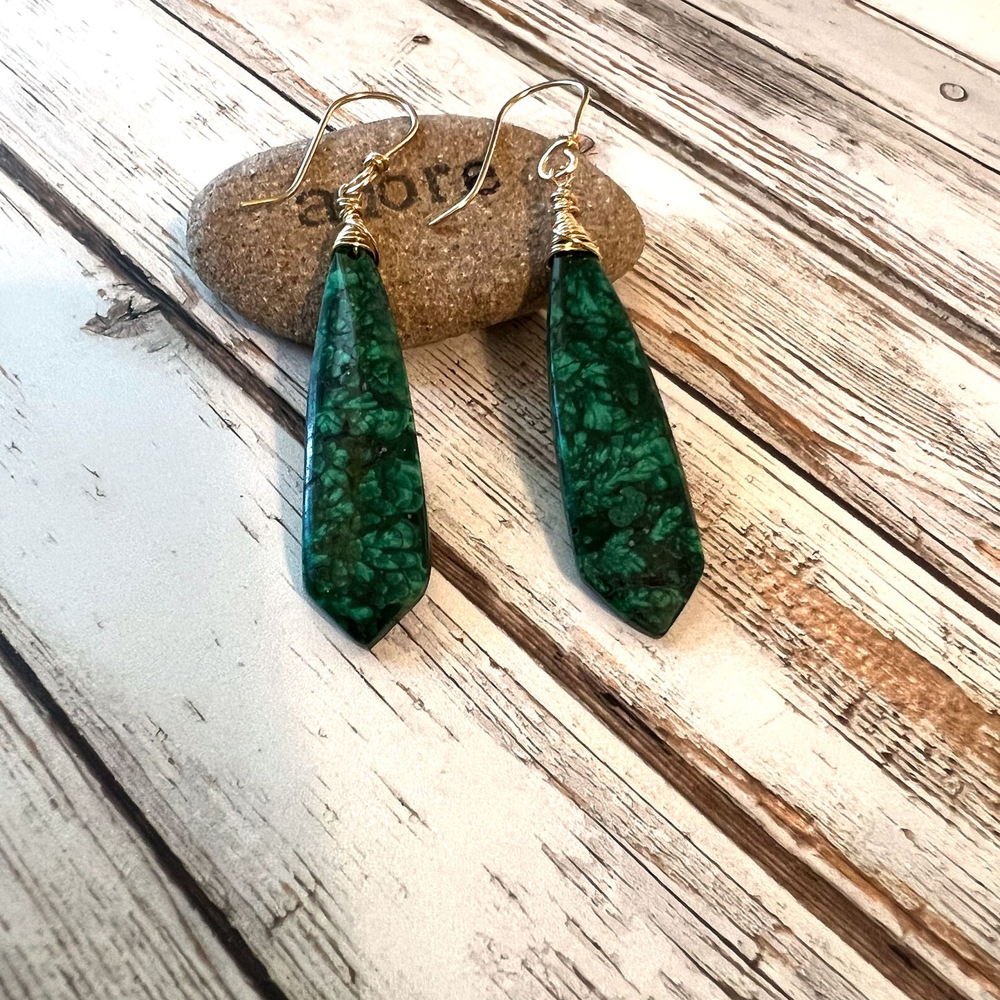 GOLD FILLED MALACHITE EARRINGS - VISION TALISMAN