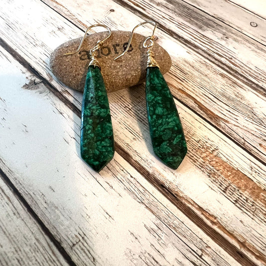 GOLD FILLED MALACHITE EARRINGS - VISION TALISMAN