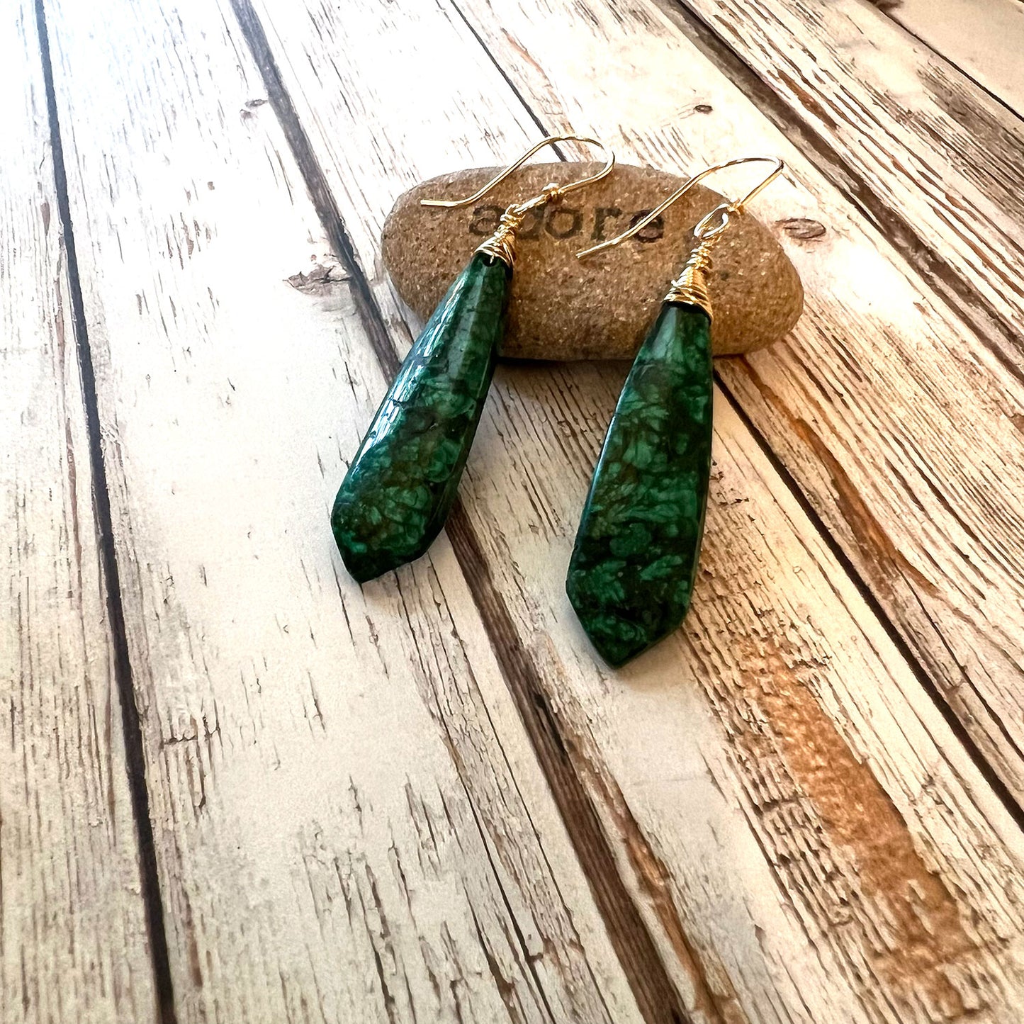 GOLD FILLED MALACHITE EARRINGS - VISION TALISMAN