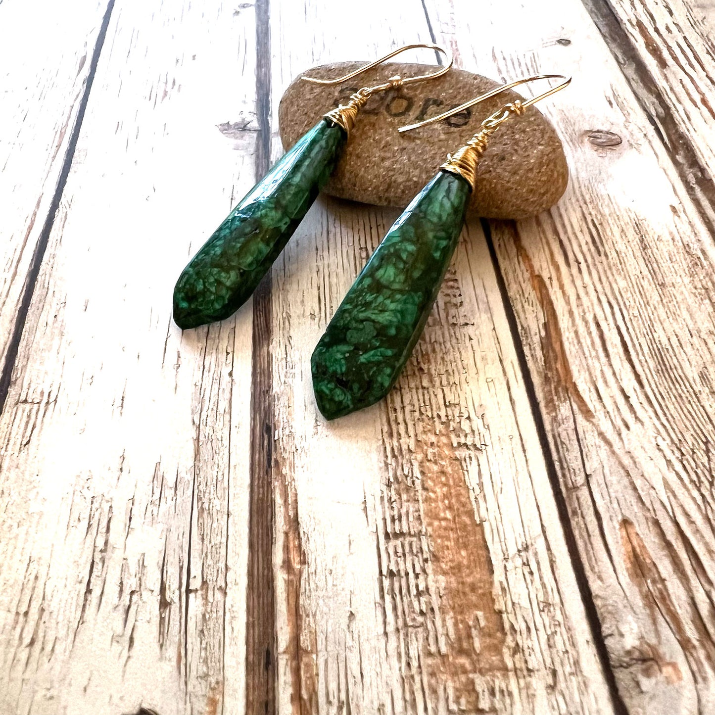 GOLD FILLED MALACHITE EARRINGS - VISION TALISMAN