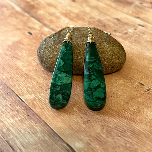 GOLD FILLED MALACHITE EARRINGS - VISION TALISMAN