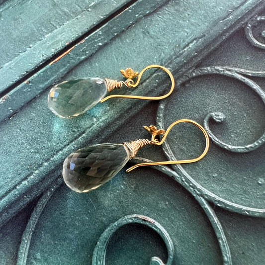 GOLD FILLED GREEN AMETHYST BRIOLETTE EARRINGS - DREAMLAND TALISMAN