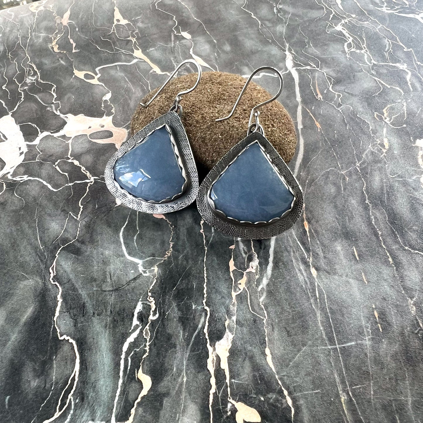 STERLING SILVER ANGELITE EARRINGS - INNER COMMUNICATION TALISMAN