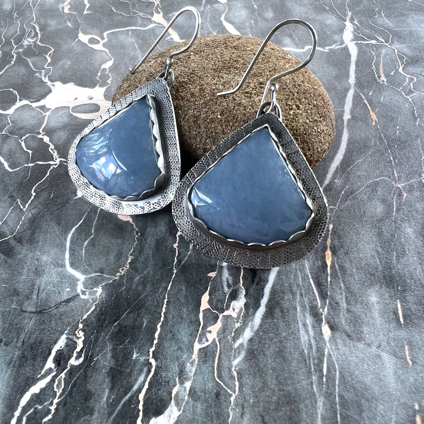 STERLING SILVER ANGELITE EARRINGS - INNER COMMUNICATION TALISMAN