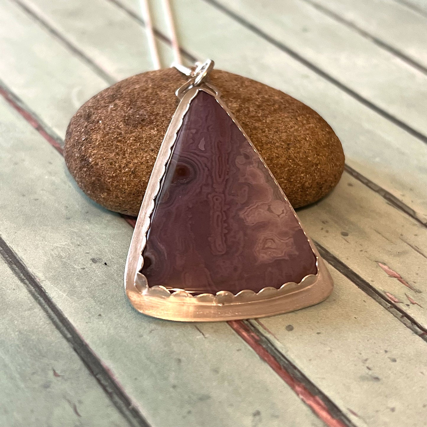 STERLING SILVER AZTEC LACE AGATE NECKLACES - PROTECTIVE EMBRACE TALISMAN