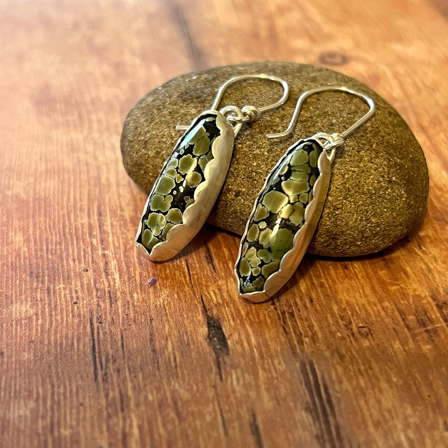 STERLING SILVER BAMBOO TURQUOISE EARRINGS - HEAVEN AND EARTH TALISMAN