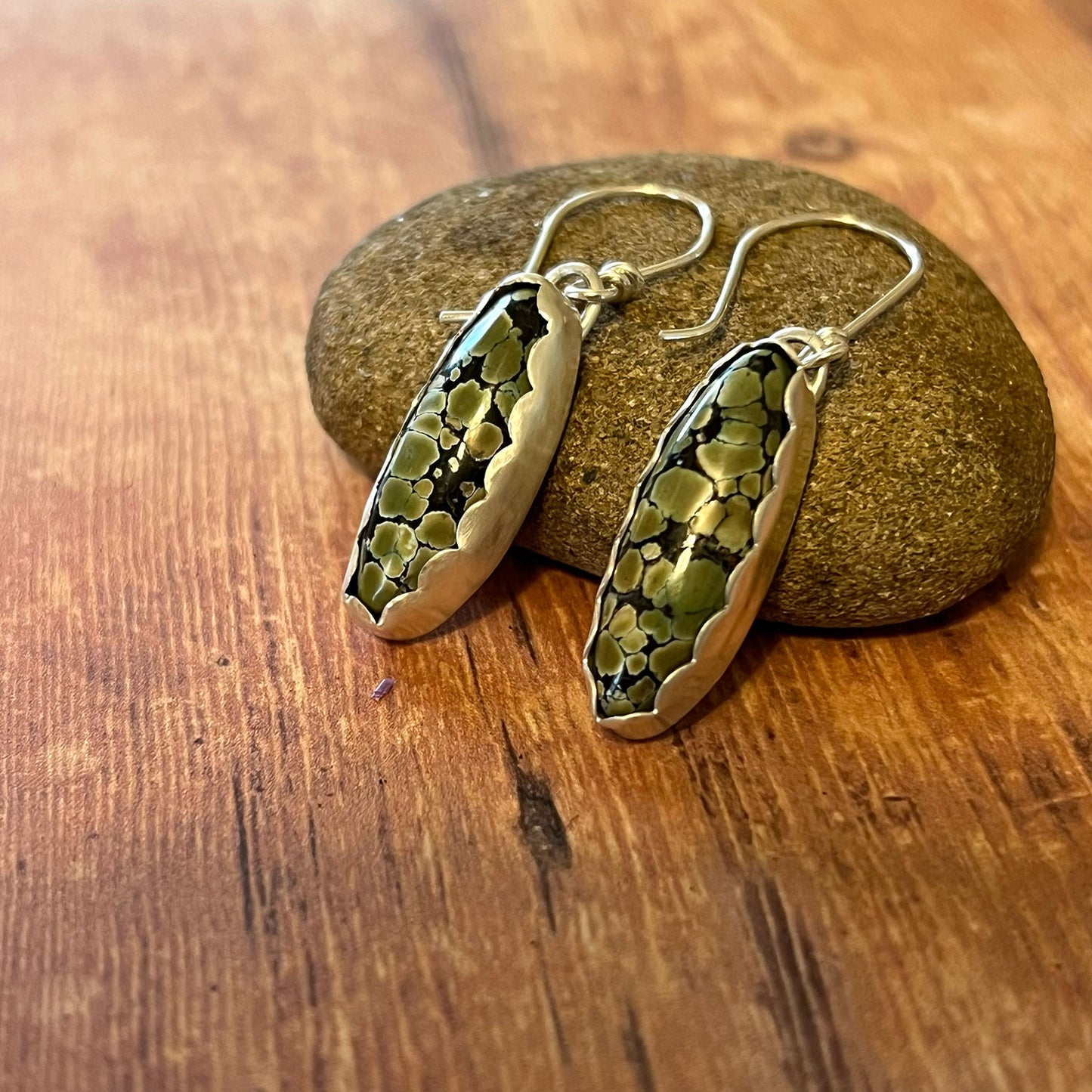 STERLING SILVER BAMBOO TURQUOISE EARRINGS - HEAVEN AND EARTH TALISMAN