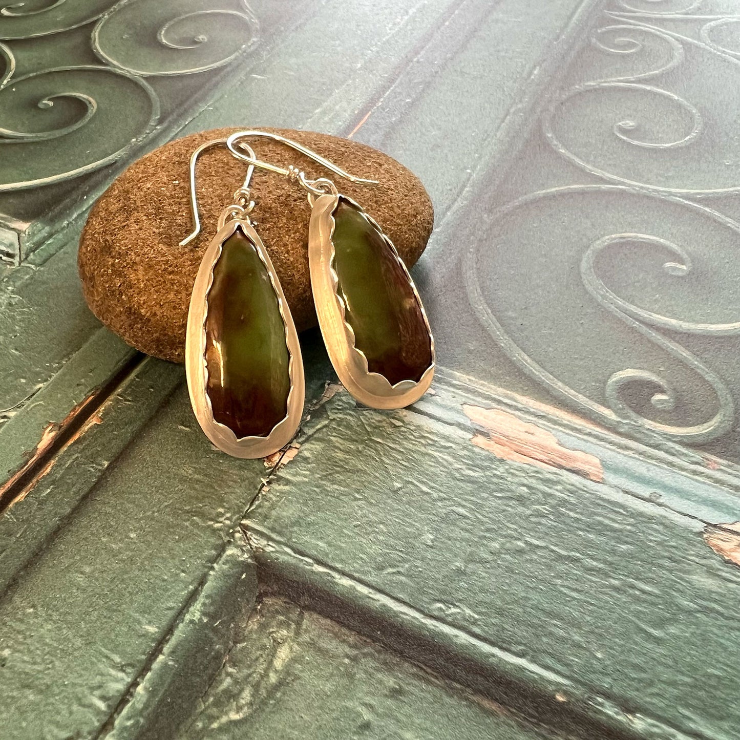 STERLING SILVER BIO-CHRYSOPRASE EARRINGS - BALANCE ME TALISMAN