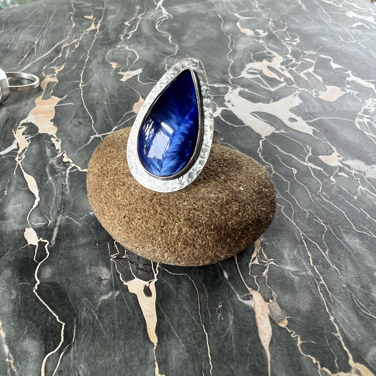 STERLING SILVER BLUE BRIDEWELL STONE RING - SYNCH ME TALISMAN
