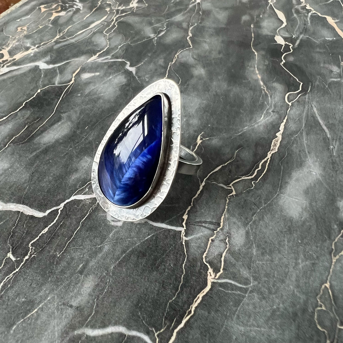 STERLING SILVER BLUE BRIDEWELL STONE RING - SYNCH ME TALISMAN