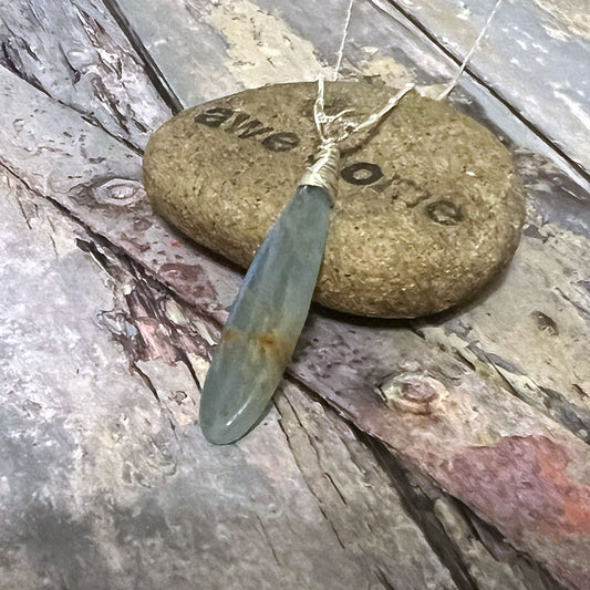 STERLING SILVER BLUE CALCITE NECKLACE - SELF WORTH TALISMAN