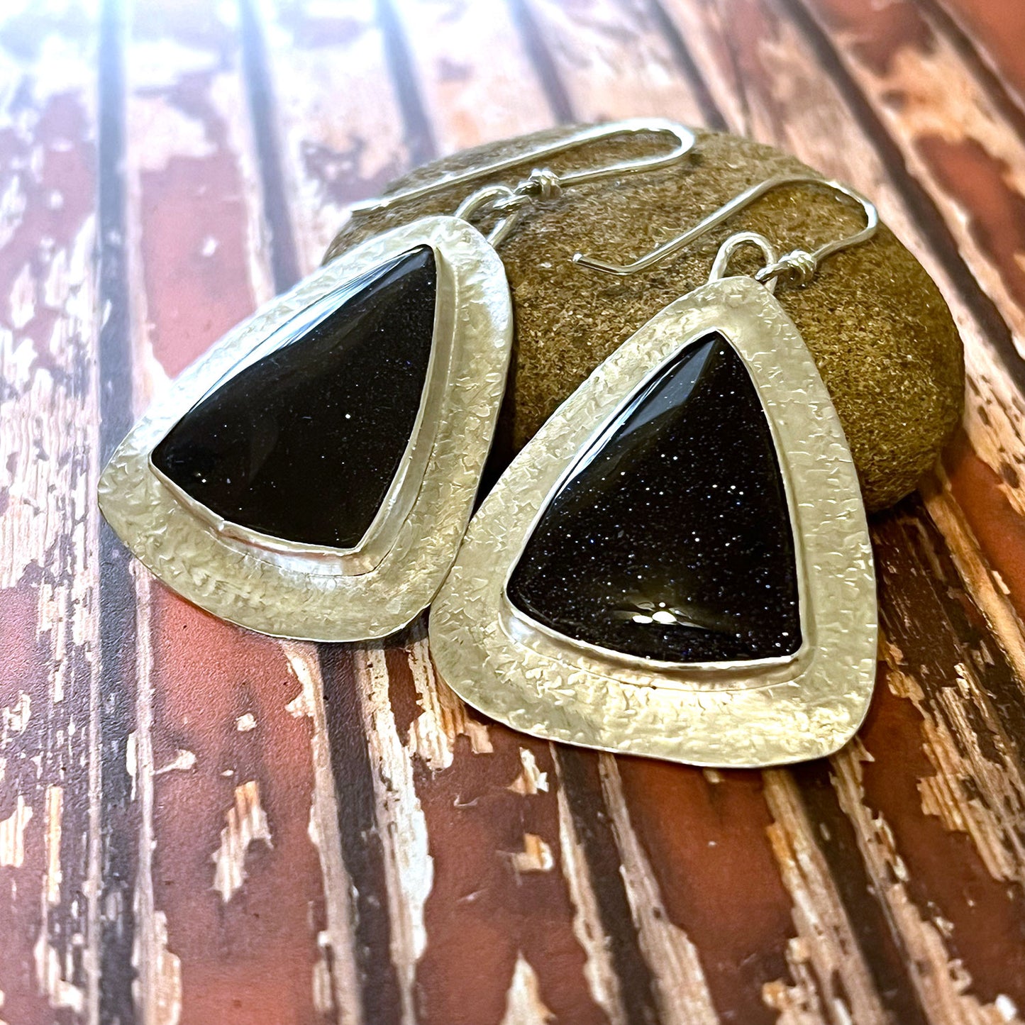 STERLING SILVER BLUE GOLDSTONE EARRINGS - NEW BEGINNINGS TALISMAN