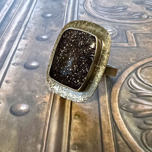STERLING SILVER BLUE GOLDSTONE RING - NEW BEGINNINGS TALISMAN