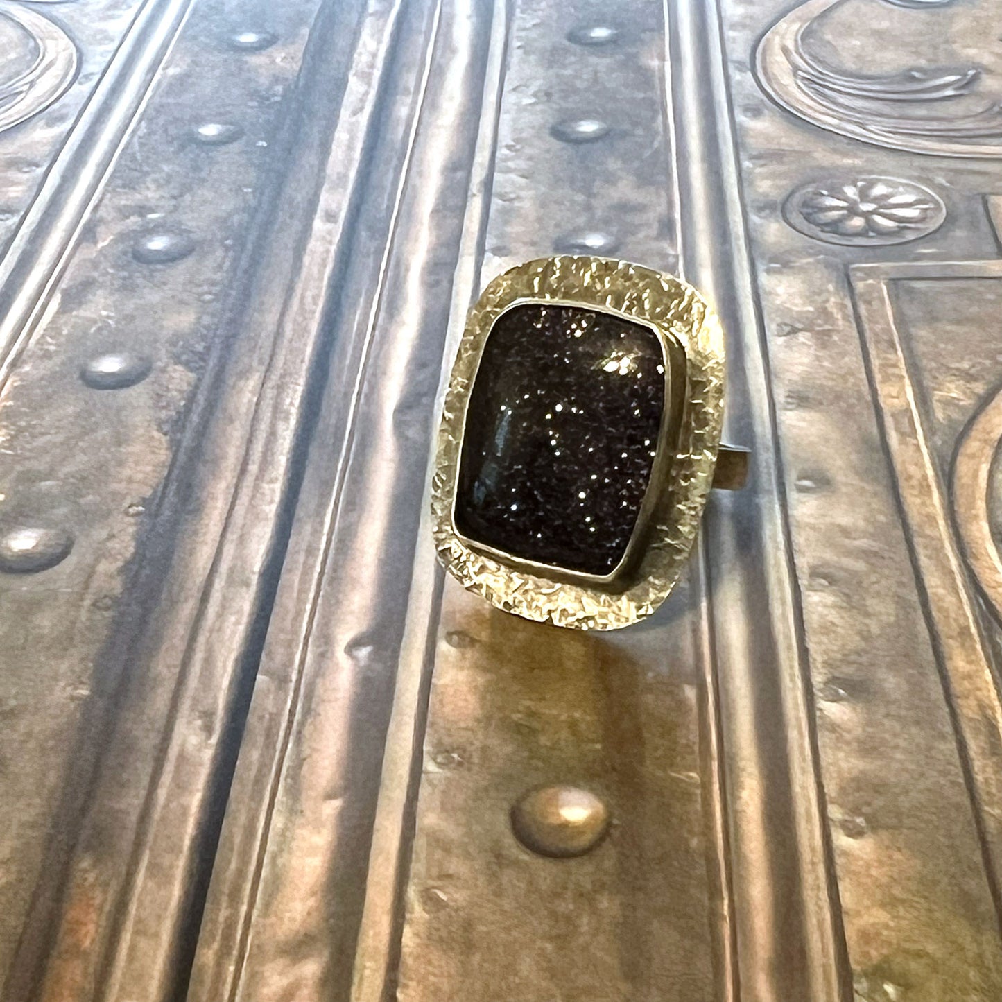 STERLING SILVER BLUE GOLDSTONE RING - NEW BEGINNINGS TALISMAN