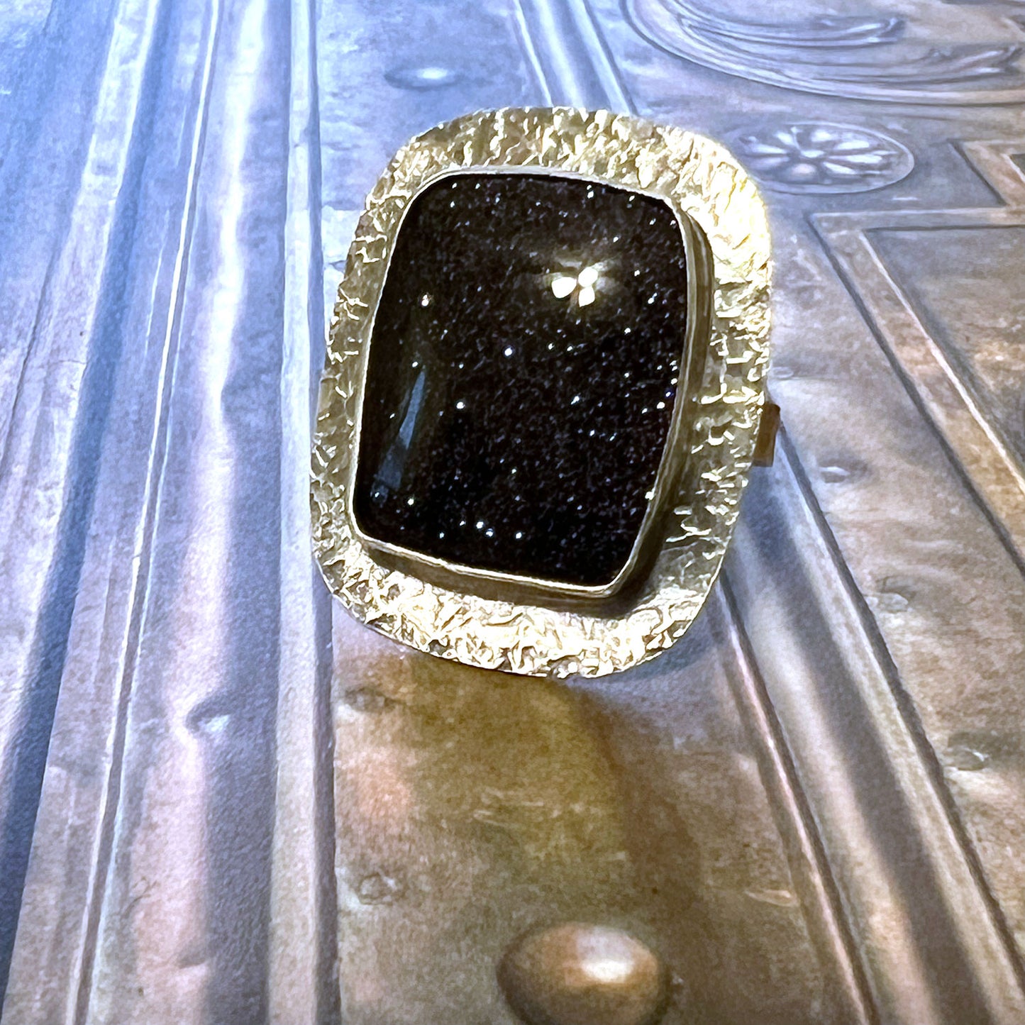 STERLING SILVER BLUE GOLDSTONE RING - NEW BEGINNINGS TALISMAN