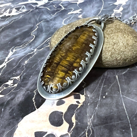 STERLING SILVER CACOXENITE OVAL NECKLACE - I AM ELEVATED TALISMAN