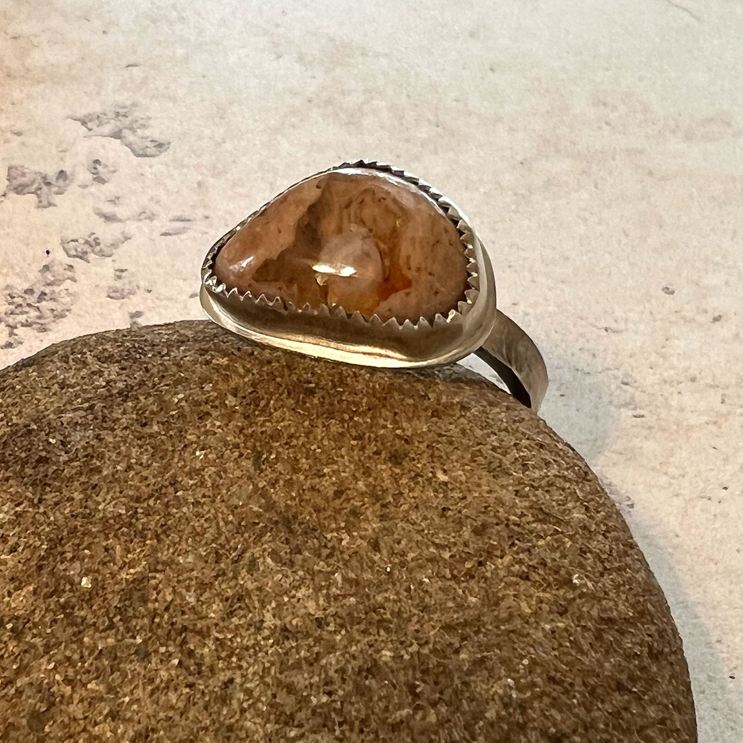 STERLING SILVER CANTERA OPAL BEZEL RING - BELIEVE IN MAGIC TALISMAN