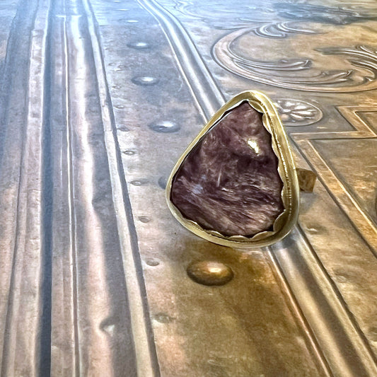 STERLING SILVER CHAROITE RING - I ACCEPT TALISMAN