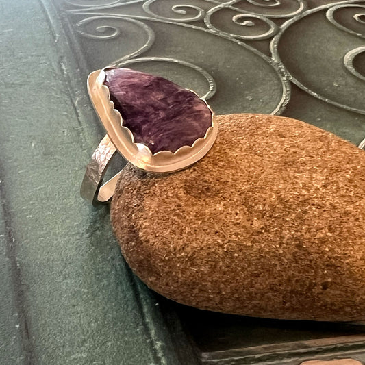 STERLING SILVER CHAROITE RING - I ACCEPT TALISMAN