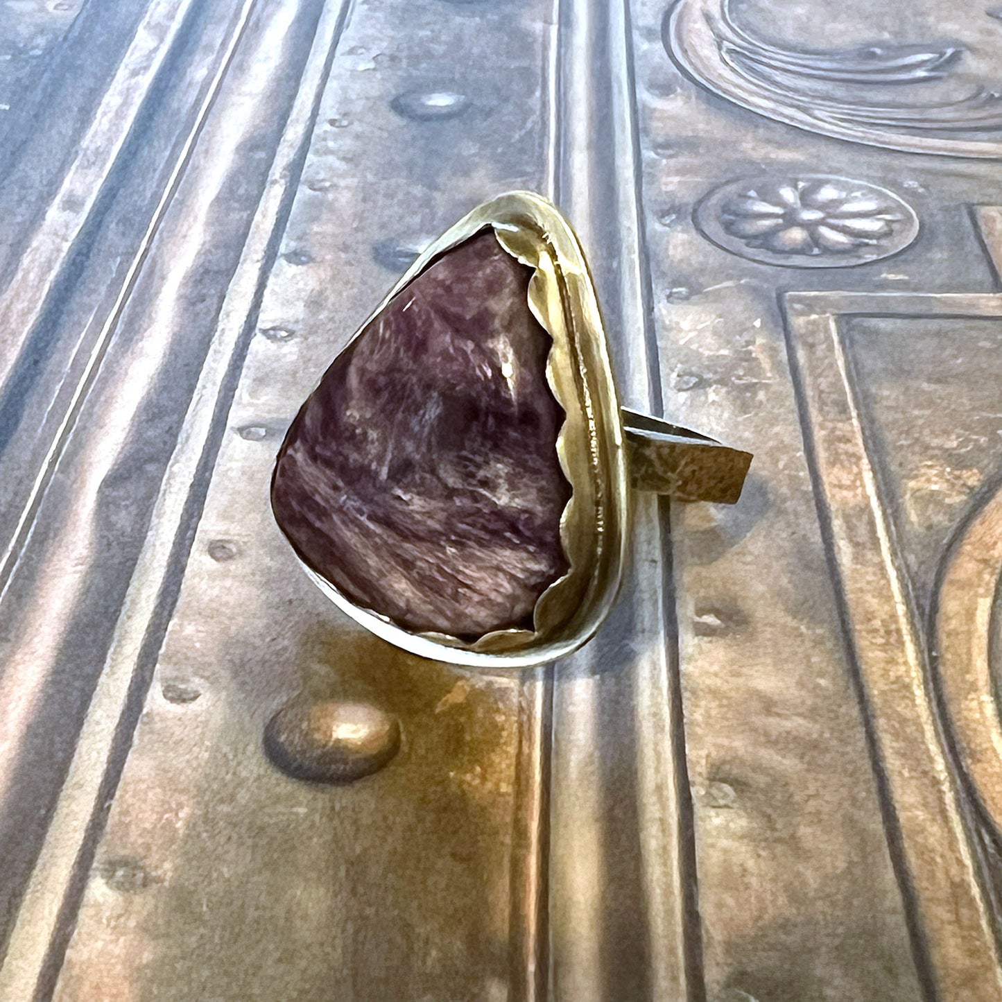 STERLING SILVER CHAROITE RING - I ACCEPT TALISMAN