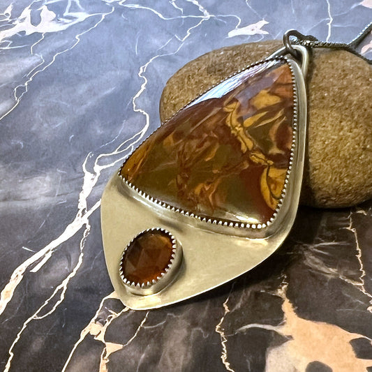 STERLING SILVER CHERRY CREEK JASPER GARNET NECKLACE - MOTHER EARTH TALISMAN