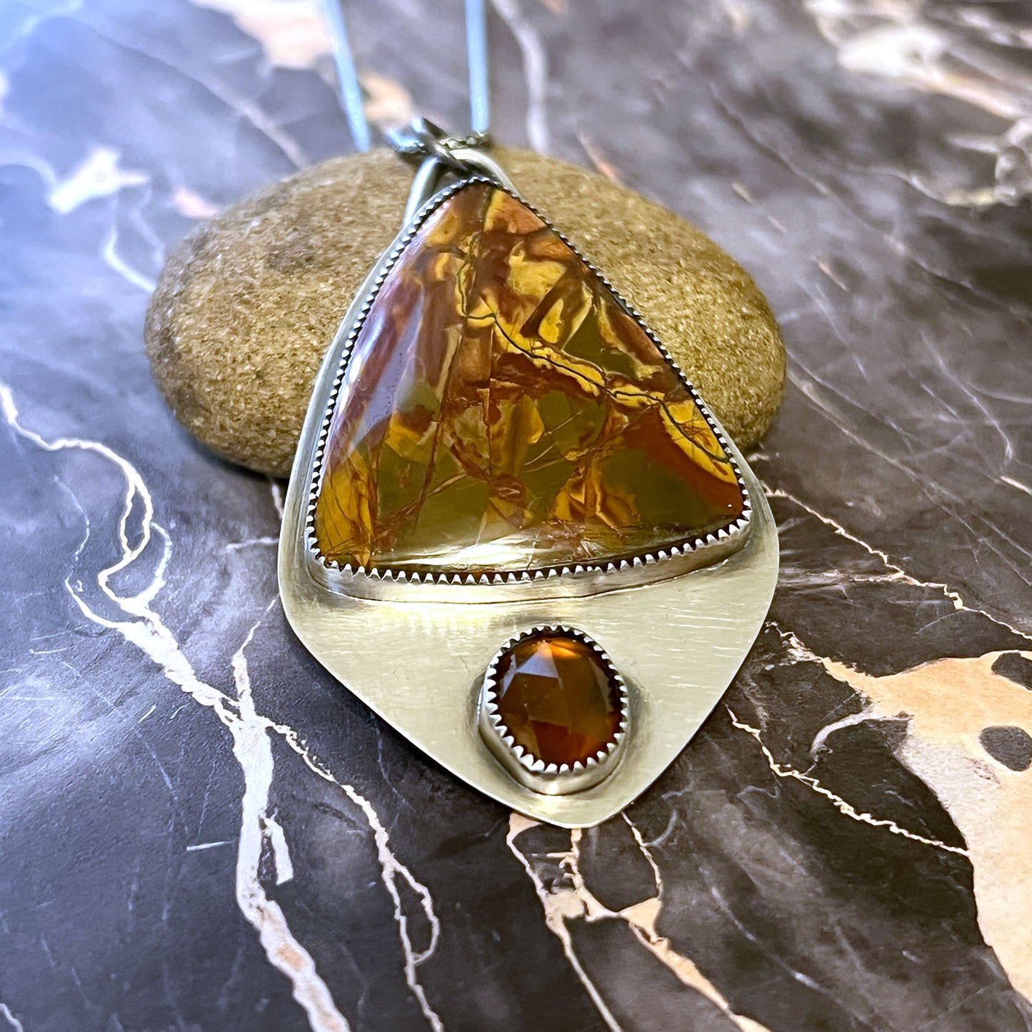 STERLING SILVER CHERRY CREEK JASPER GARNET NECKLACE - MOTHER EARTH TALISMAN