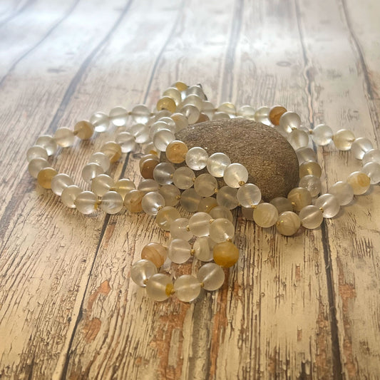 STERLING SILVER HAND SILK KNOTTED CITRINE NECKLACE - I BOW TALISMAN