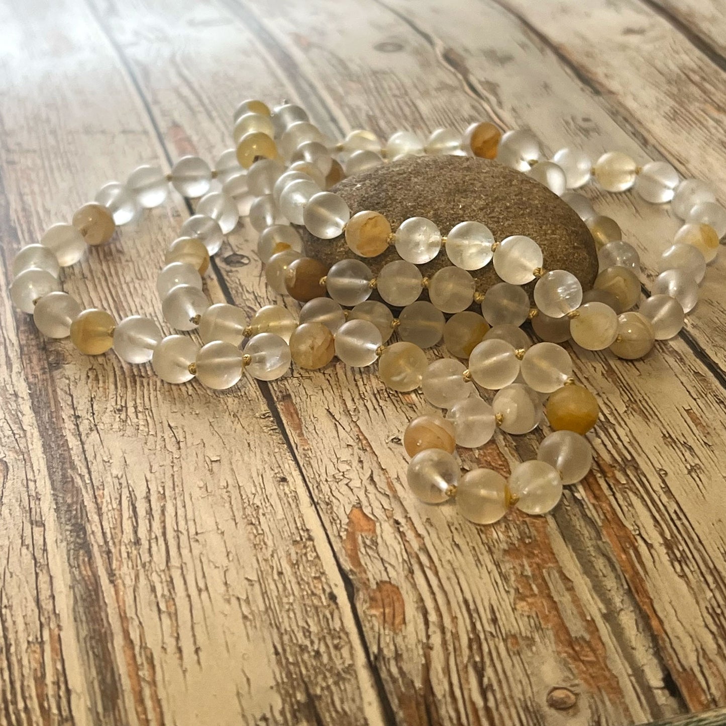 STERLING SILVER HAND SILK KNOTTED CITRINE NECKLACE - I BOW TALISMAN