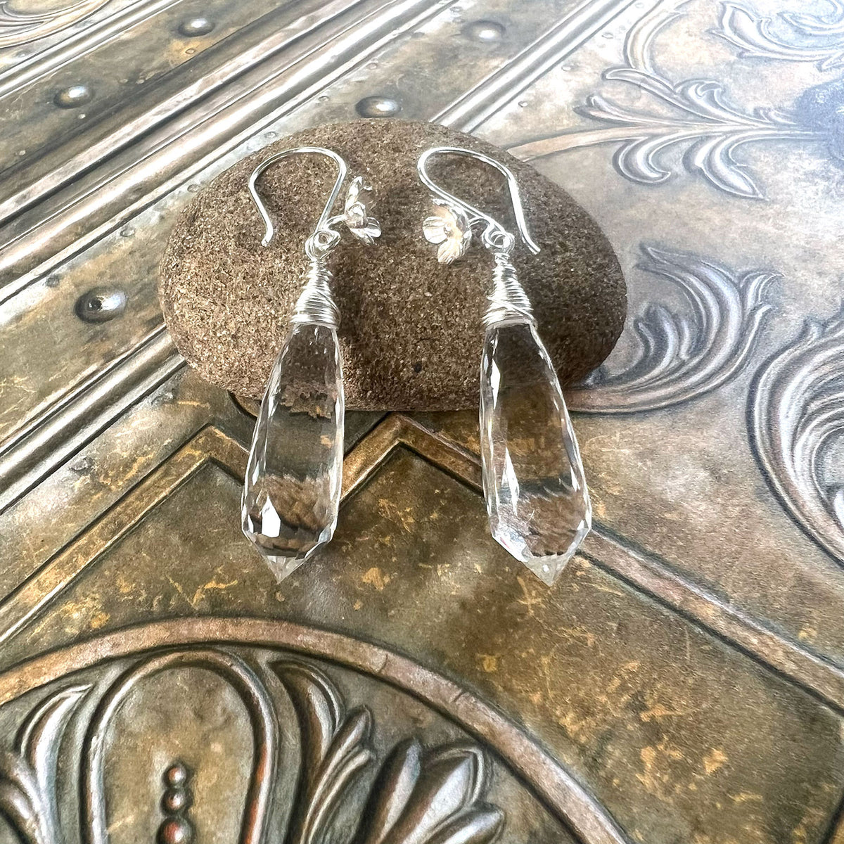 STERLING SILVER/GOLD FILLED CLEAR QUARTZ EARRINGS - POWER TO ELEVATE TALISMAN