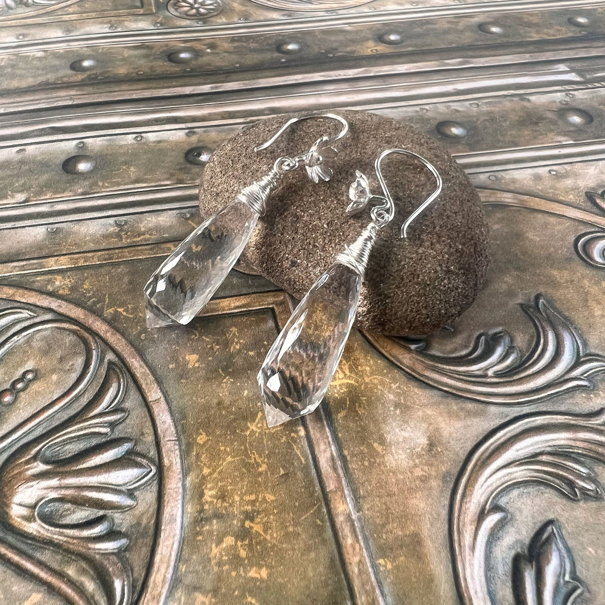 STERLING SILVER/GOLD FILLED CLEAR QUARTZ EARRINGS - POWER TO ELEVATE TALISMAN
