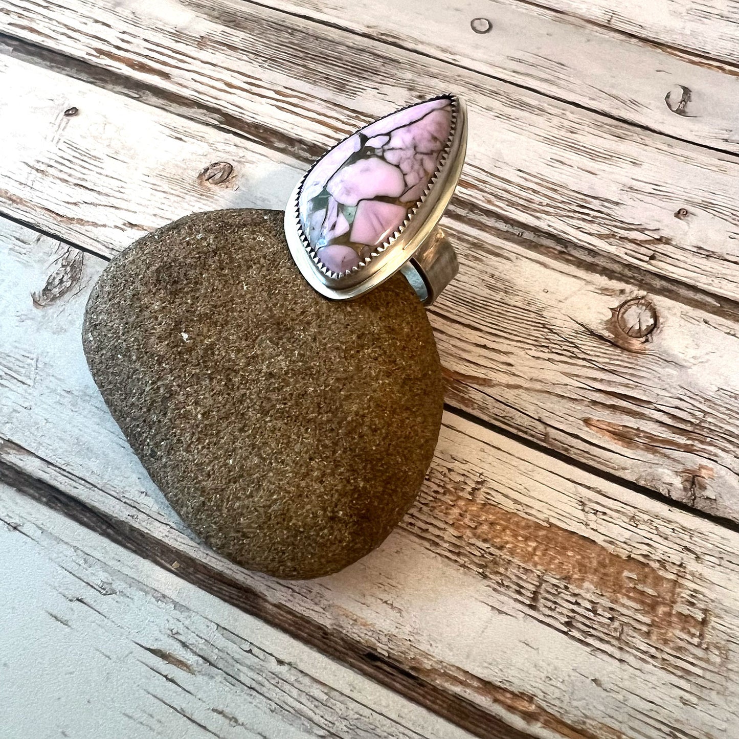 STERLING SILVER LAVENDAR DAHLIA TURQUOISE RING - HEAVEN AND EARTH TALISMAN
