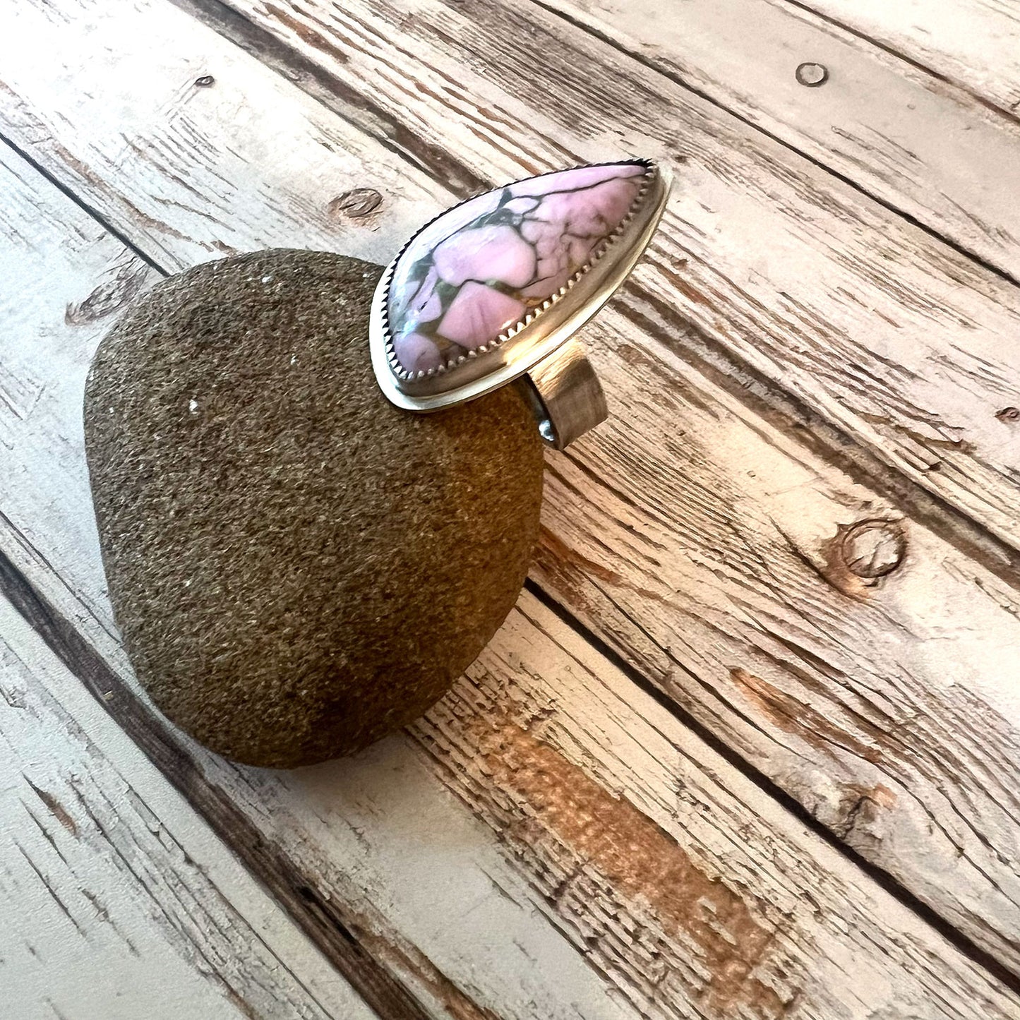 STERLING SILVER LAVENDAR DAHLIA TURQUOISE RING - HEAVEN AND EARTH TALISMAN