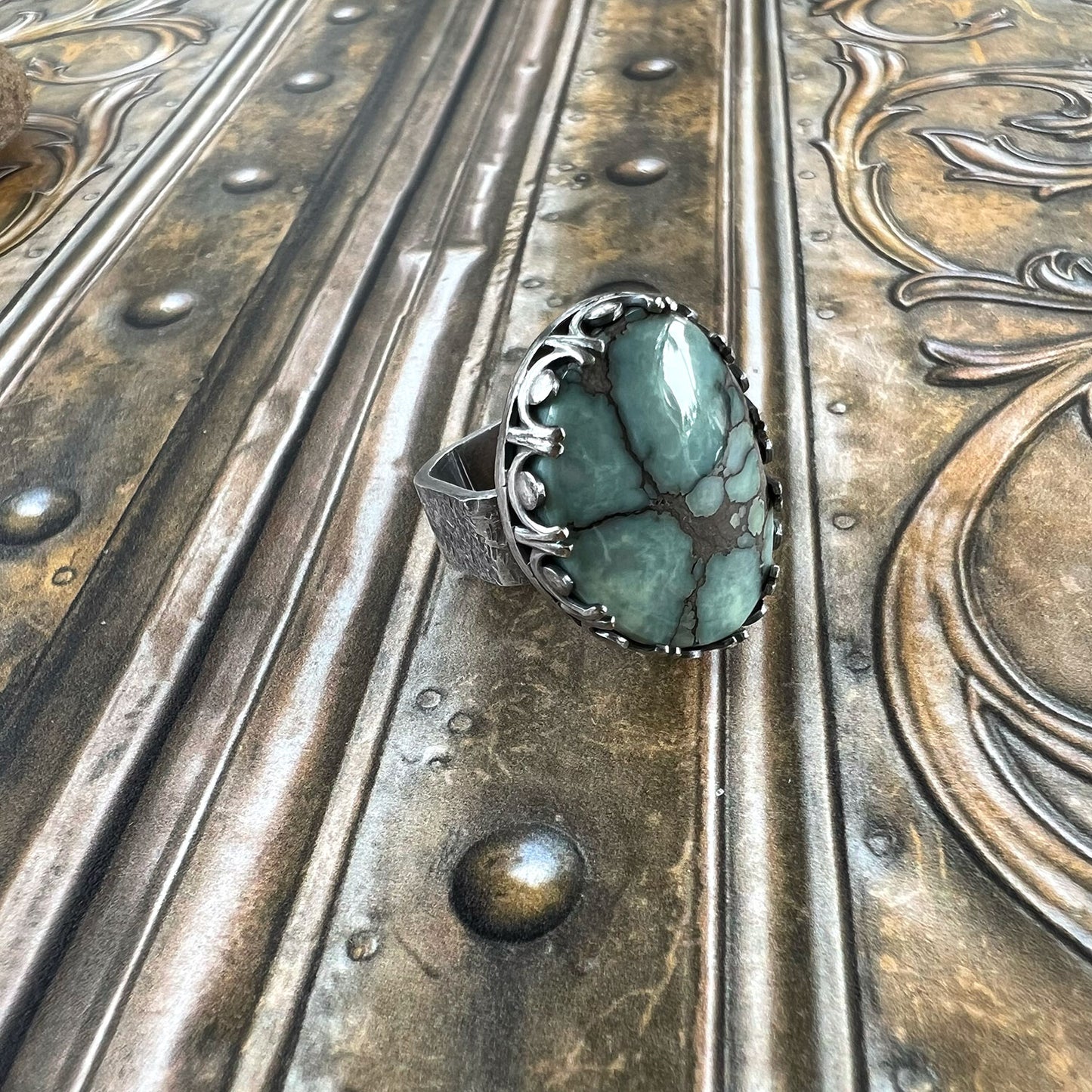 STERLING SILVER DESERT BLOOM VARISCITE RING - JOYFUL TALISMAN