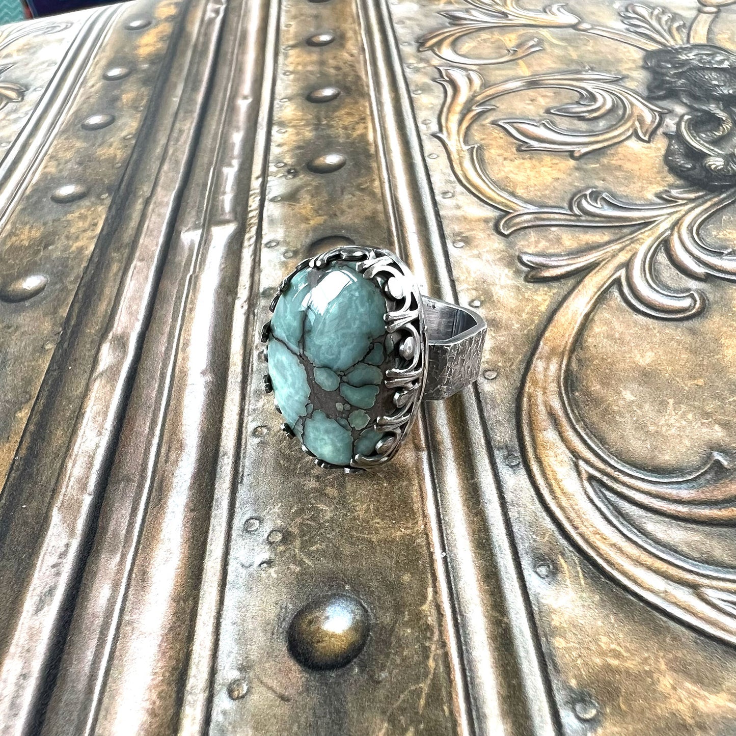 STERLING SILVER DESERT BLOOM VARISCITE RING - JOYFUL TALISMAN