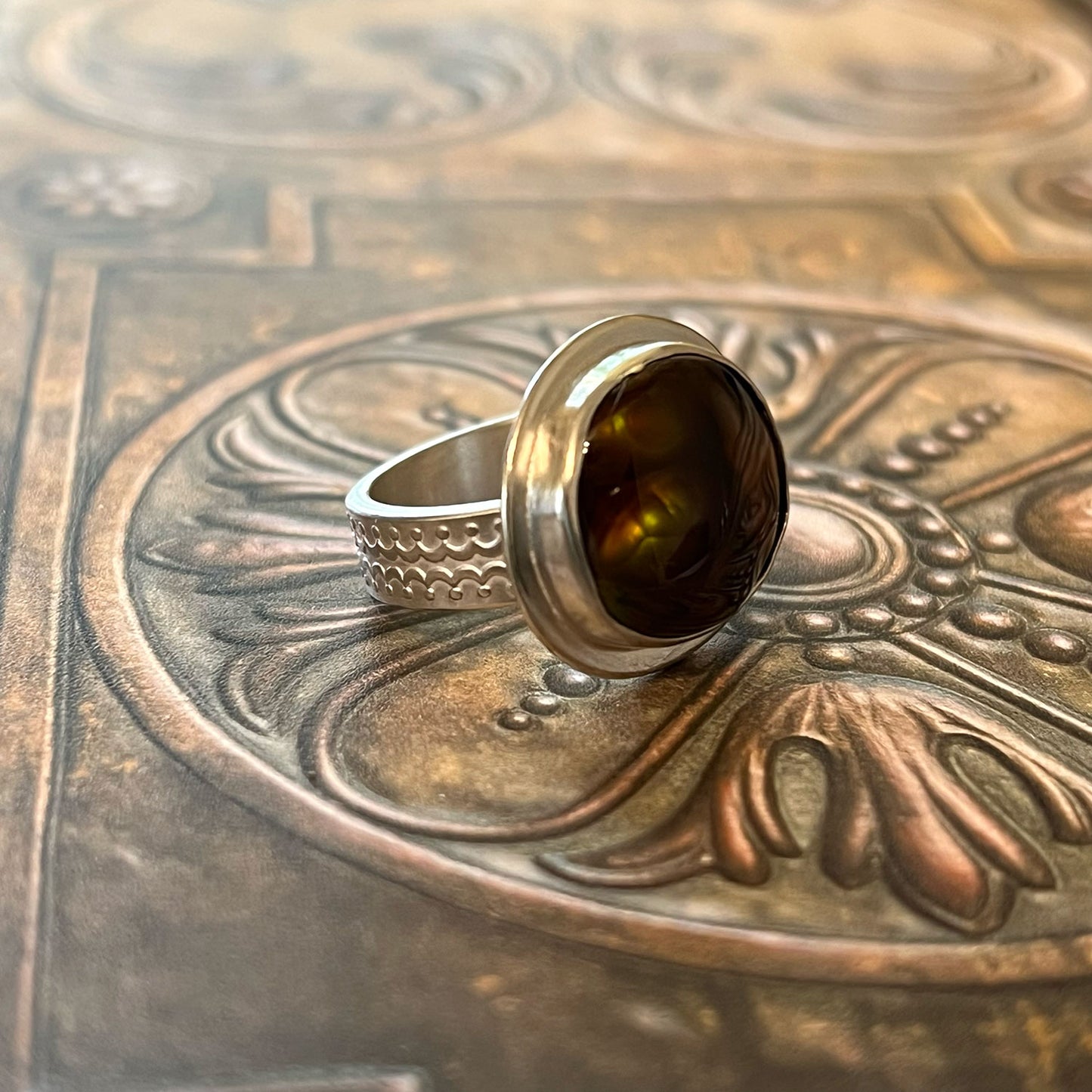 STERLING SILVER FIRE AGATE RINGS - PROTECTIVE EMBRACE TALISMAN