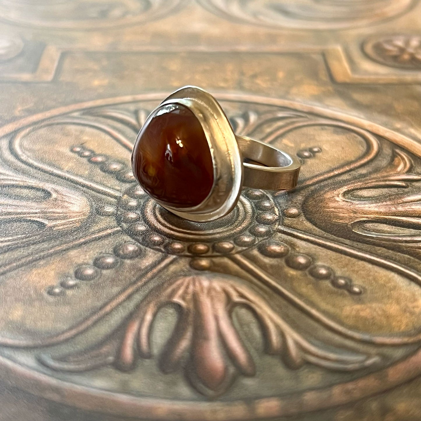 STERLING SILVER FIRE AGATE RINGS - PROTECTIVE EMBRACE TALISMAN