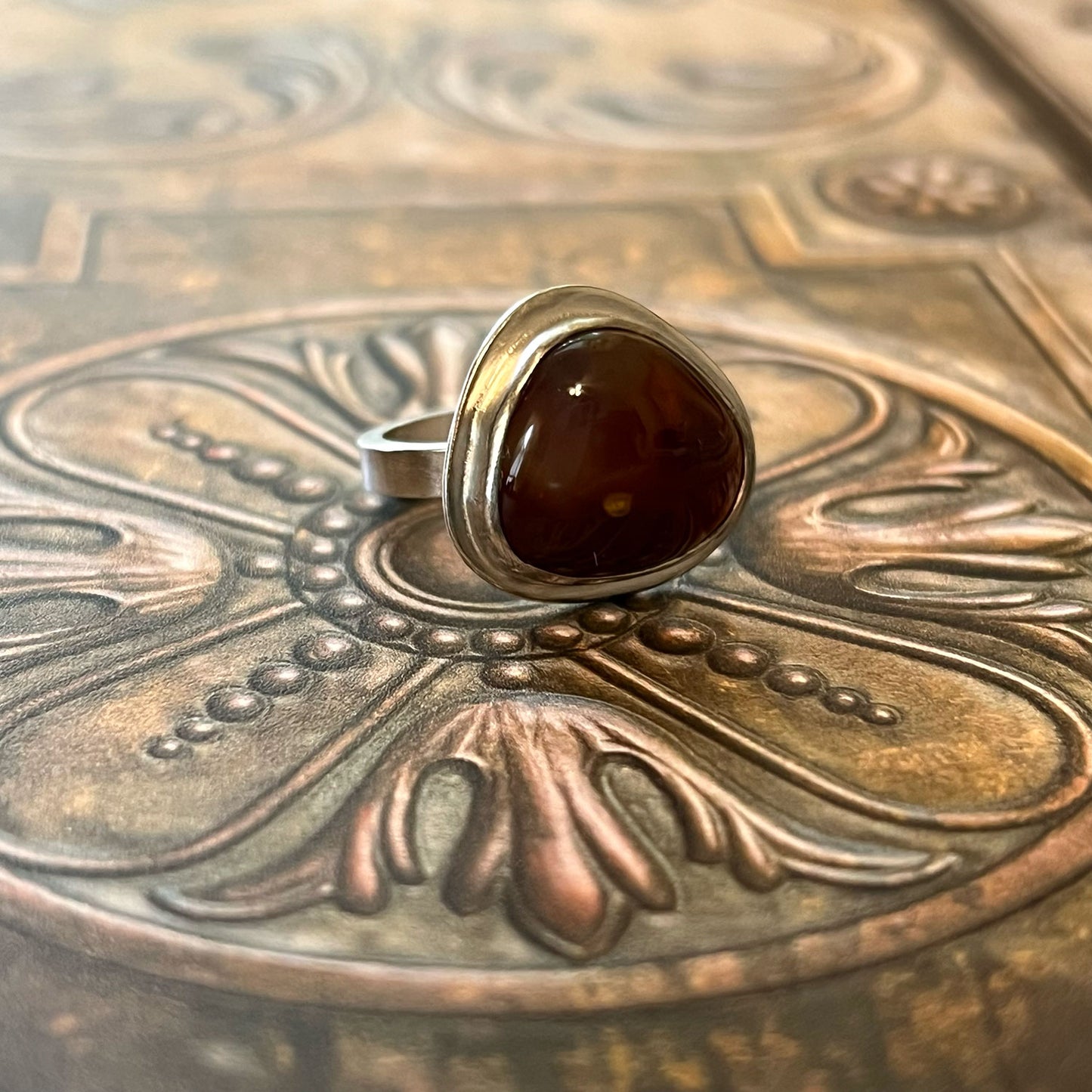 STERLING SILVER FIRE AGATE RINGS - PROTECTIVE EMBRACE TALISMAN