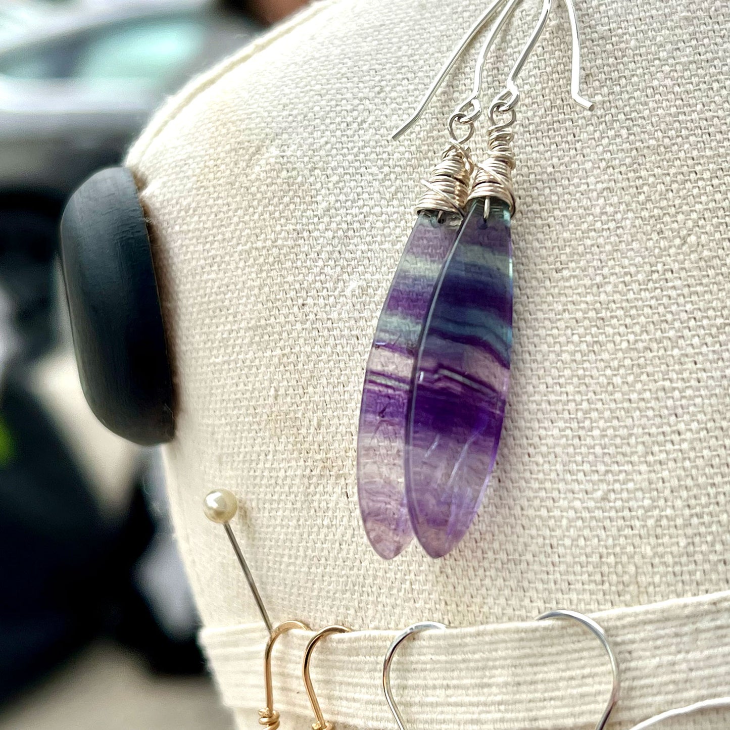 GEMSTONE LONG DROP EARRINGS - TALISMAN JEWELRY