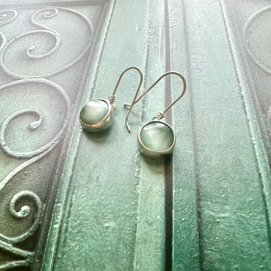 STERLING SILVER HEMIMORPHITE BEZEL EARRINGS -  EMOTIONAL HEALING TALISMAN