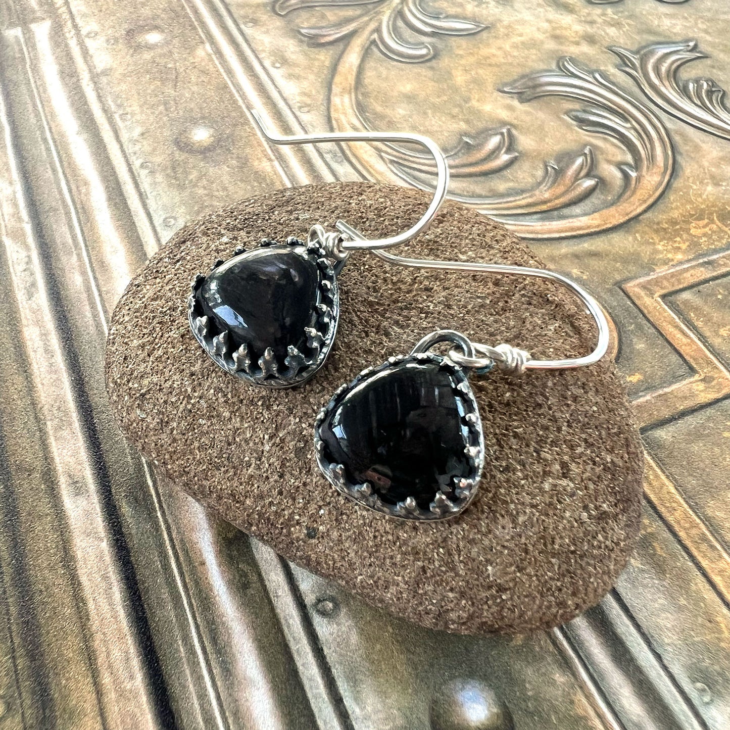 STERLING SILVER HYPERSTHENE EARRINGS - INTENTION TALISMAN